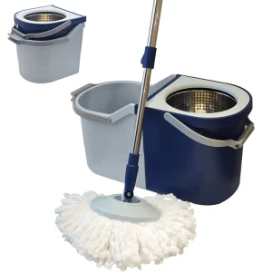 Customizable Detachable Dual Bucket Spin Mop Set with Stainless Steel Basket for Household Cleaning