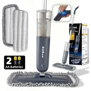 DARIS Electric Spray Mop Battery Powered Floor Cleaning Flat Mop Power Mop With 2 Reusable Replacement Pads 720ML Bottle