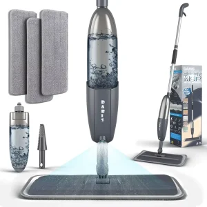 DARIS Grey Microfiber Wet And Dry Microfiber Spray Mop For Floor Cleaning 360 Rotary Lazy Flat Dust Mop