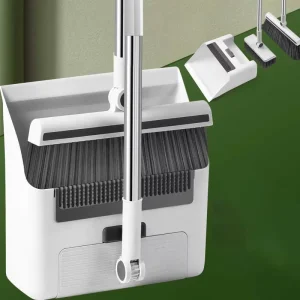 DS4346 Brooms for Sweeping Indoor and Outdoor 3 in 1 Long Handle Broom and Dustpan Set Broom with Dustpan Combo Set