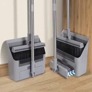 DS4348 Kitchen Broom and Dustpan Set Long Handle for Indoor and Outdoor Cleaning