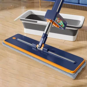 DS5081 Wet & Dry Microfiber Mop with Long Handle Reusable Pads for Hardwood Laminate Tile Floor Mop Flat Mop Set