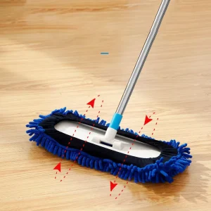 DS915 Adjustable Handle Wet and Dry Microfiber Chenille Flat Mop with 180-Degree Rotation