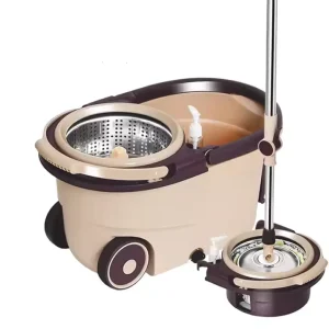 Detachable 360-Degree Rotating Microfiber Mop with Stainless Steel Pole and Large Wheels