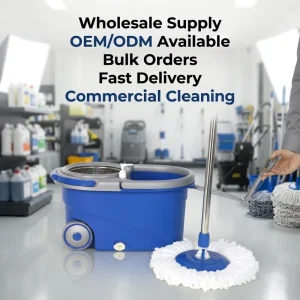 Detachable Basket Rotary Mop Set with Dual Drive, 4 Wheels, and 2 Mop Heads