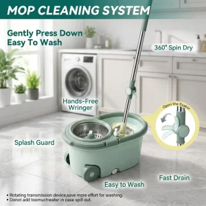 Detachable Bucket Set with Steel Pole, Large Wheels, and Smooth Mobility