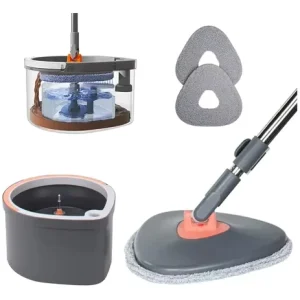 Dirty Water Separation Spin Mop and Bucket Set with 360° Rotating Triangle Flat Mop for Home Floor Cleaning