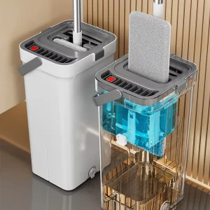 Dirty-Water-Separation Stainless Steel Microfiber Flat Mop Hands-Free Wash One-Step Floor Cleaning