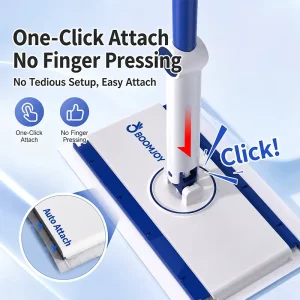 Disposable Clip Mop with Thickened Microfiber Pad for Dust, Dirt, and Pet Hair