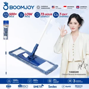 Disposable Flat Floor Mop with Telescopic Handle and Foldable Panel for Home and Office Cleaning