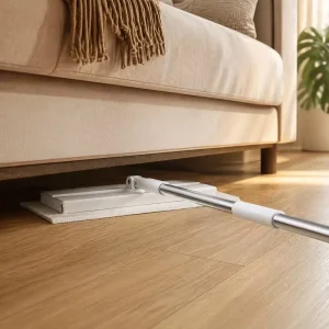 Disposable Flat Mop with Automatic Clamping, Replaceable Wipes and Non-Woven Refill Cloth