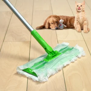 Disposable Flat Mop with Heavy-Duty Disposable Mop Head for Pet Hair Removal