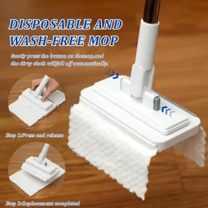 Disposable Flat Mop with One-Button Automatic Cloth Release