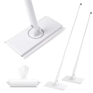 Disposable Wipe Flat Mop with Dry and Wet Mop Heads and Cloth Fixing Clip