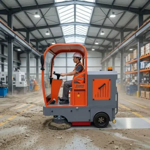 Double-Brush Battery Industrial Road Cleaning Machine Ride-On Floor Sweeper