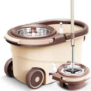 Double-Bucket 360° Rotating Spin Mop Set with Self-Wringing Microfiber Heads