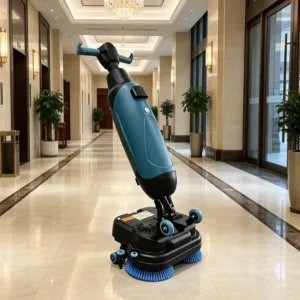 Double Disc Brush Floor Scrubber Dryer Machine Home use Compact Walk behind Scrubber for Fast Commercial Floor Cleaning