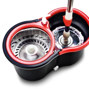 Double-Drive Microfiber Spin Mop and Bucket Set with 360 Swivel, Dry and Wet Use