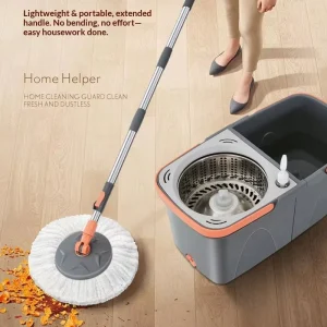 Double Drive Rotary Mop Dehydration Spin Dryer Hand Pressure Free for Home Use Free Hand Wash Mop Bucket