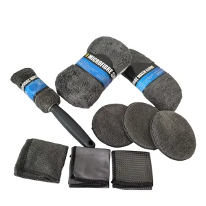 Double Side Coral Velvet Mop Mitts Microfiber Car Wash Glove Set Including Car Wash Sponge and Cleaning Towel