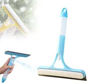 Double-Sided Plastic Glass Wiper and Spray Bottle with Car Windshield and Window Squeegee