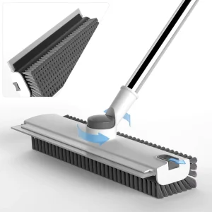 Double-Sided V-Shaped Floor Scrubbing Brush with Extended Stainless Steel Rod for Gaps and Corners