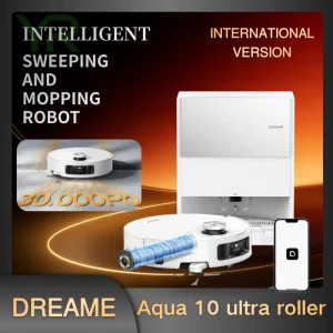 Dreame Aqua 10 Ultra Roller Robot Vacuum Cleaner Wet Mop 30000Pa Self Cleaning Heat Wash Carpet Protection Hotels Sweeping Dry