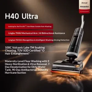 Dreame H40 Wet Dry Vacuum Cleaner Floor 0 Hair Tangle 212°F Self Cleaning 194°F Hot Air Drying 300W Long Runtime Self Cleaning