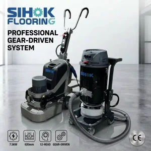 Dry Walk-Behind Electric Concrete Floor Grinder, 620mm, 7.5kW, 12-Head Gear-Driven