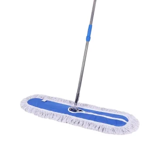 Dry Wet Cotton Yarn Rectangular Swivel Head Dust Mop with Metal Pole for Hotel School Property Cleaning