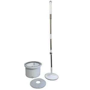 Dry/Wet Mop Set with Rotating Rectangular Bucket and Dirty Water Separation