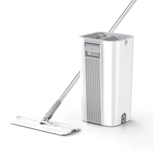 Dry and Wet Microfiber Flat Mop and Bucket Set with Detachable Stainless Steel Rod