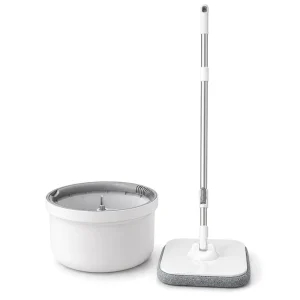 Dual-Bucket Microfiber Spin-Dry Flat Mop Bucket Set with Water Separation