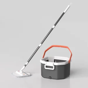 Dual Chamber Flat Mop and Bucket Set with Clean and Dirty Water Separation for Home Floor Cleaning