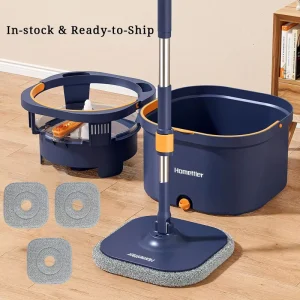 Dual-Compartment Mop with Clean and Dirty Water Separation Includes Microfiber Mop Head