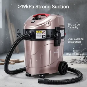 Dual Cyclone HEPA Filter 1400W 9-Gallon Lightweight Portable Bagless Industrial Vacuum Cleaner for Construction Jobsites