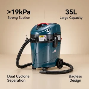 Dual-Cyclone Pre-Separator Industrial Vacuum Cleaner, Speed Control, Wet and Dry