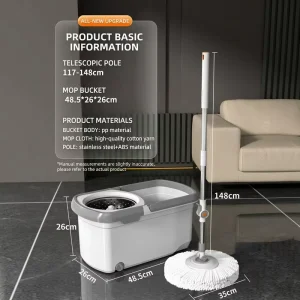 Dual-Drive Hands-Free Centrifugal Dehydration Wringing Bucket with Wet and Dry Spin Mop