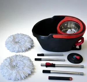 Dual-Drive Microfiber Spin Mop and Pedal Bucket Set with 2 Mop Pads
