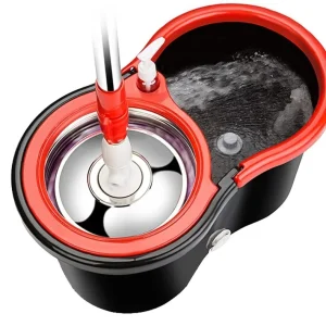 Dual Drive Microfiber Stainless Steel Mop & Bucket Set 360 Swivel Wet & Dry Use Cleaning Floors with Towing Bar
