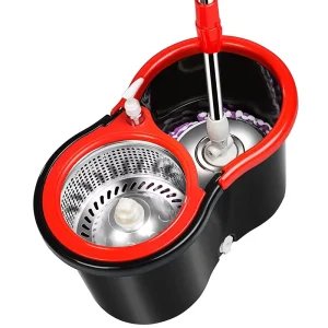 Dual-Drive Rotating Microfiber Mop and Washing Bucket Set with Telescopic Stainless Steel Handle
