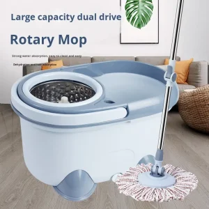 Dual-Drive Rotating Mop Bucket Set with Thickened Extendable Mop and Hands-Free Washing