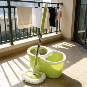 Dual-Drive Rotating Mop and Bucket Set with Microfiber Mop and Stainless Steel Components