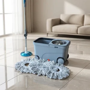 Dual-Drive Wet and Dry Cleaning System with 360-Degree Rotation, Four-Wheel Mobile Microfiber Mop