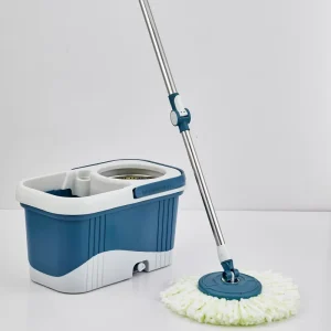 Dual Spin Mop and Bucket Set 2 in 1 Self Cleaning System with 1 Bucket 2 Mop Heads Large Capacity Blue Green Red