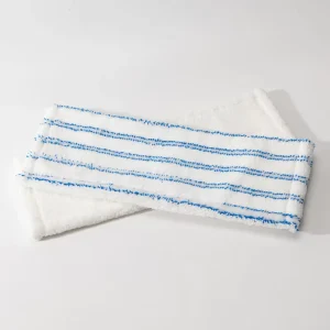Dual Use Microfiber Mop Pads Reusable Dry Wet Cleaning for Floors Blue White Striped with Aluminum Pole and Pocket