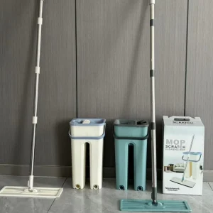 Dual-Use Mini Scraping Bucket Mop for Household Wet/Dry Cleaning with Draining Net
