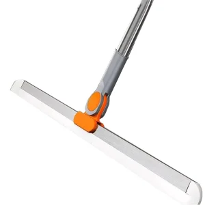 Dual-Use Silicone Broom with Soft Bristles and Steel Handheld Wiper for Sweeping and Mopping