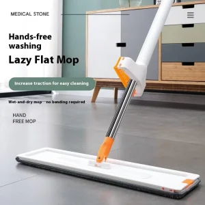 Dual-Use Stainless Steel Flat Mop for Wet and Dry Cleaning of Wood Floors and Tile