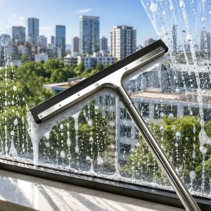 Durable Eco Friendly Plastic Handle Stainless Steel Floor Squeegee & Cleaning Tool for Bathroom & Kitchen Floors